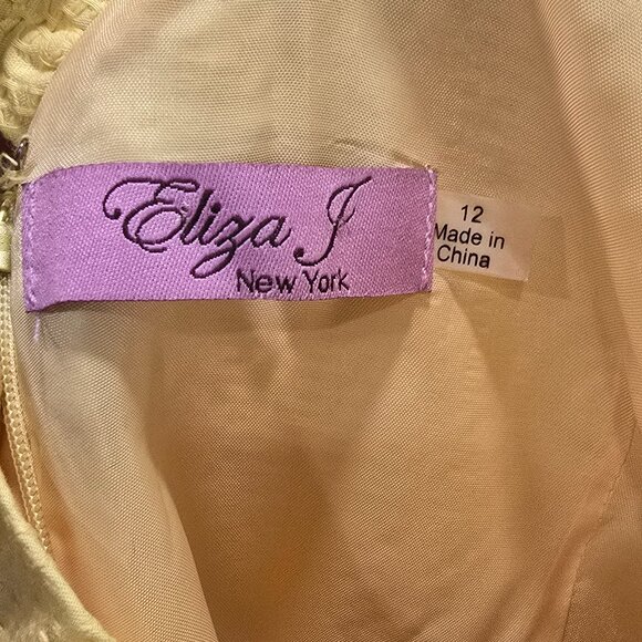 Eliza J New York Dress Yellow Size 12 Ruffles Pockets Lined Cotton - Picture 6 of 10